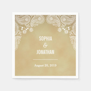 En Papier Serviette de mariage rustique à motif paisley dess