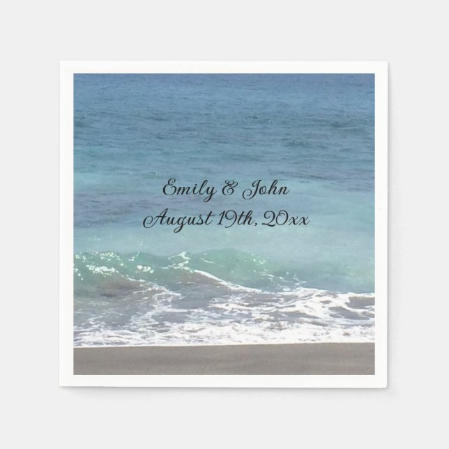 En Papier Serviette de mariage Vagues de plage (Devant)