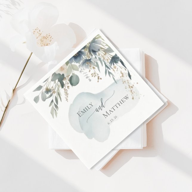 En Papier Serviette de mariage verdure bleu foncé (Créateur téléchargé)