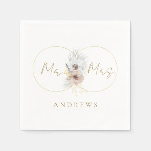 En Papier Serviette de mariages monogram floral