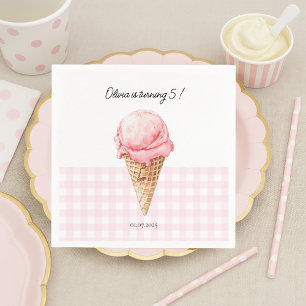 En Papier Serviette de naissance Cône de glace rose   Person