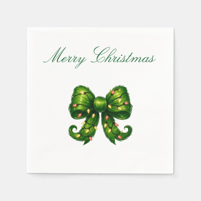 En Papier Serviette de Noël au ruban vert (Devant)