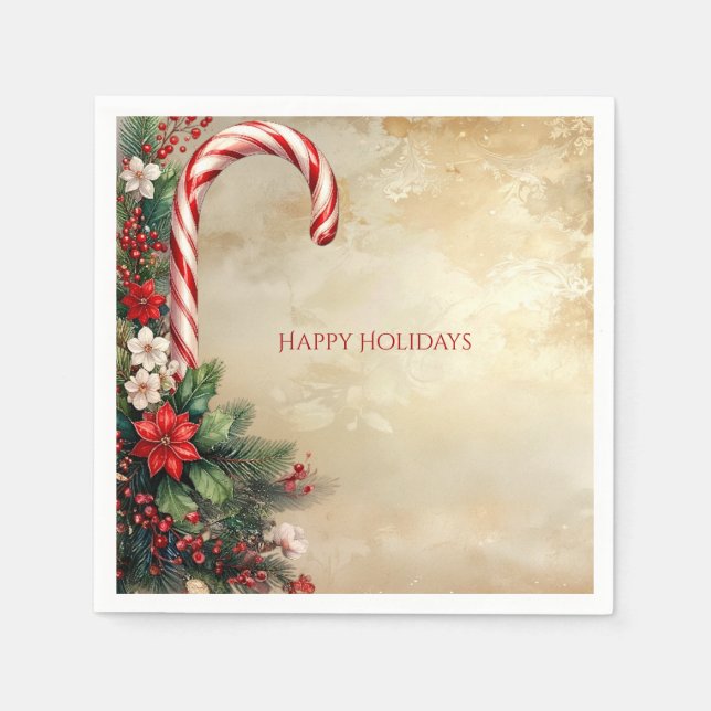 En Papier Serviette de Noël Candy Cane Fêtes (Devant)