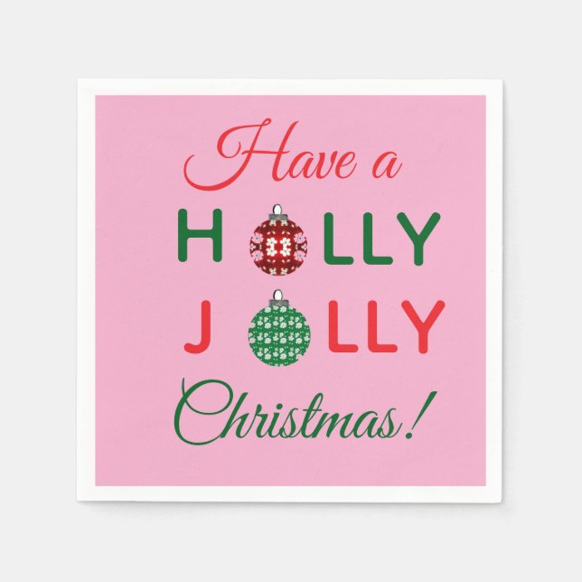 En Papier Serviette de Noël Holly Jolly (Devant)