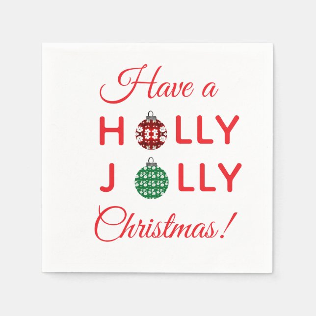 En Papier Serviette de Noël Holly Jolly (Devant)