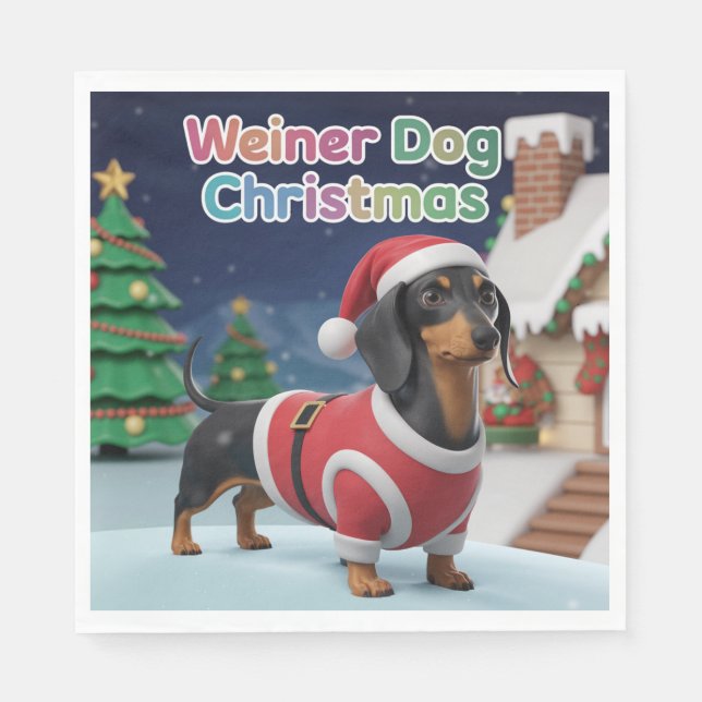 En Papier Serviette de Noël Teckel (Devant)