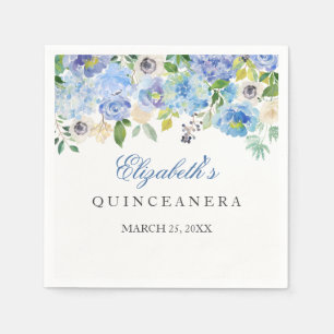 En Papier Serviette de Quinceanera florale bleue élégante