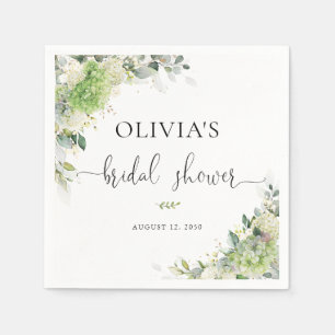 En Papier Serviette de shower de mariée aux hortensias verts