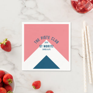 En Papier Serviette de ski d'hiver personnalisée rose bleu d