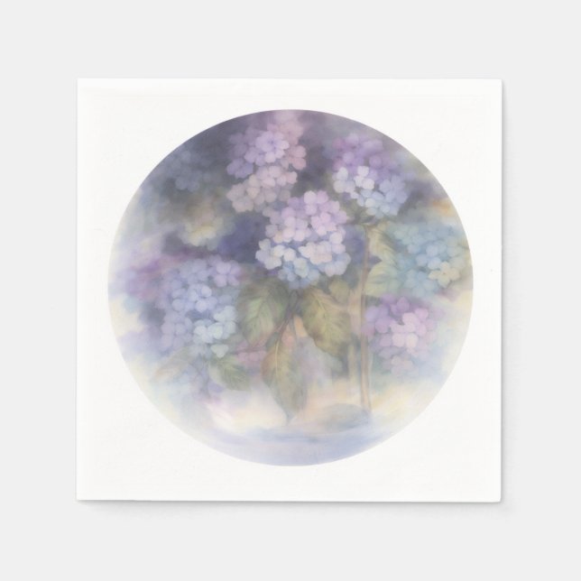 En Papier Serviette de table aquarelle Lilas Hydrangea (Devant)