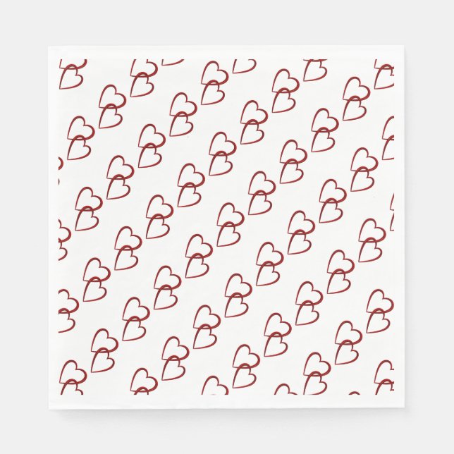 En Papier Serviette de table Coeurs rouges/Etendard blanc (Devant)