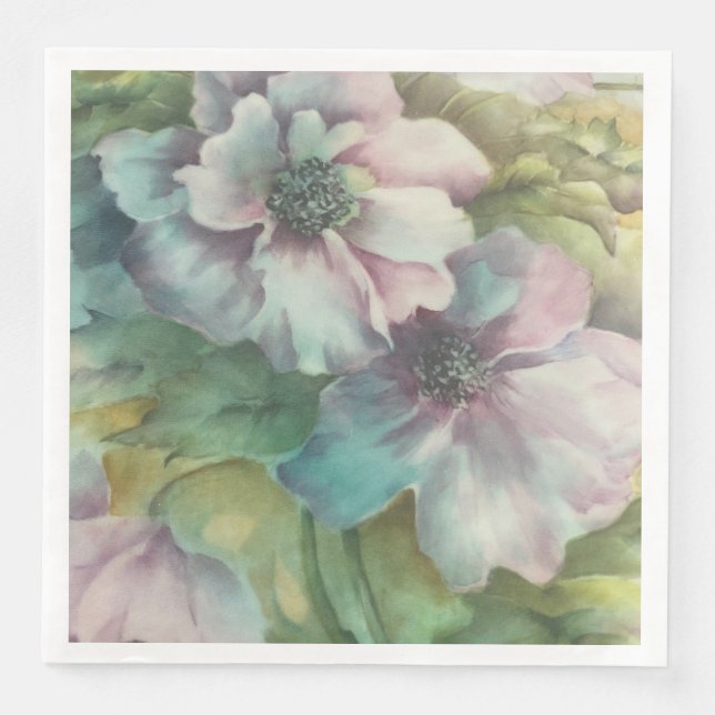 En Papier Serviette de table élégante florale à l'aquarelle  (Devant)