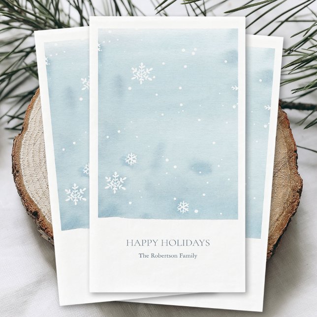 En Papier Serviette de table flocon de neige aquarelle bleu  (Créateur téléchargé)