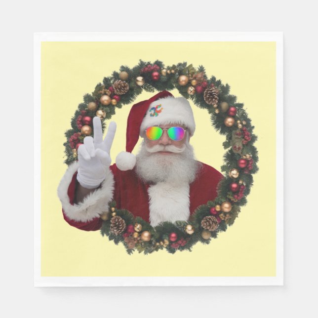 En Papier Serviette de vacances Peace Santa (Devant)