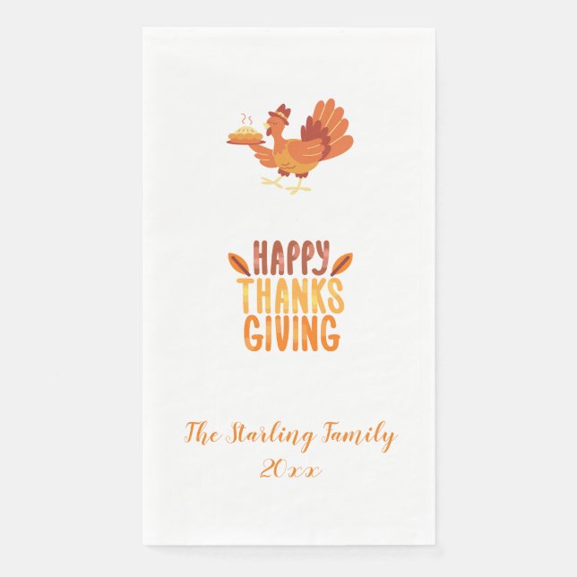 En Papier Serviette d'invité Thanksgiving personnalisable. (Devant)