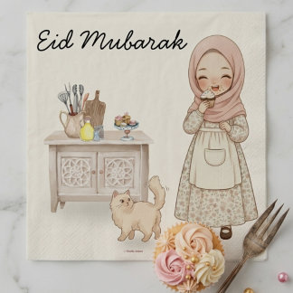 En Papier Serviette Eid Mubarak pour enfants musulmans