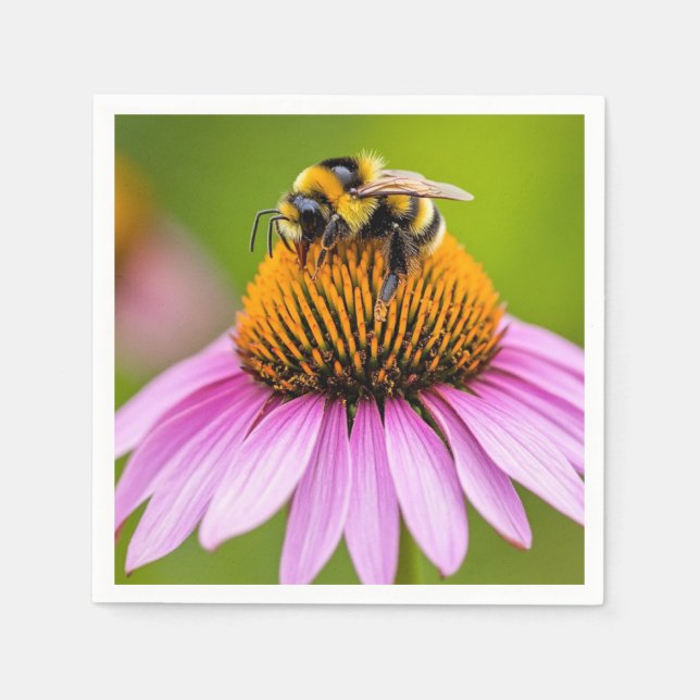 En Papier Serviette Fleur de Bourdon sur Rudbeckia Pourpre (Devant)