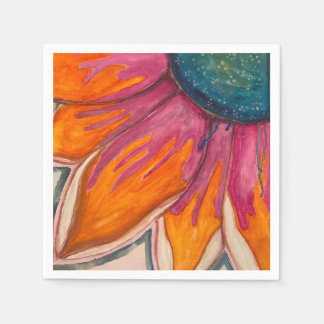 En Papier Serviette Fleur Retro Aquarelle Brillante