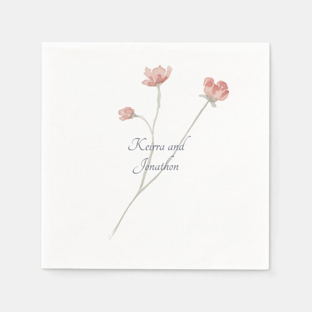 En Papier Serviette Fleurie Aquarelle Wedding Sage (Devant)