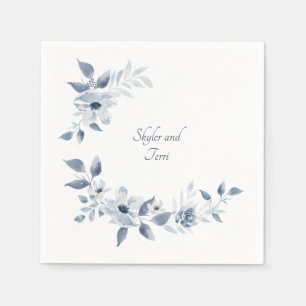En Papier Serviette florale aquarelle bleu de mariage