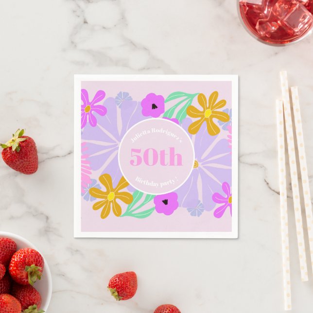 En Papier Serviette florale rose mignonne romantique pour 50 (En situation)