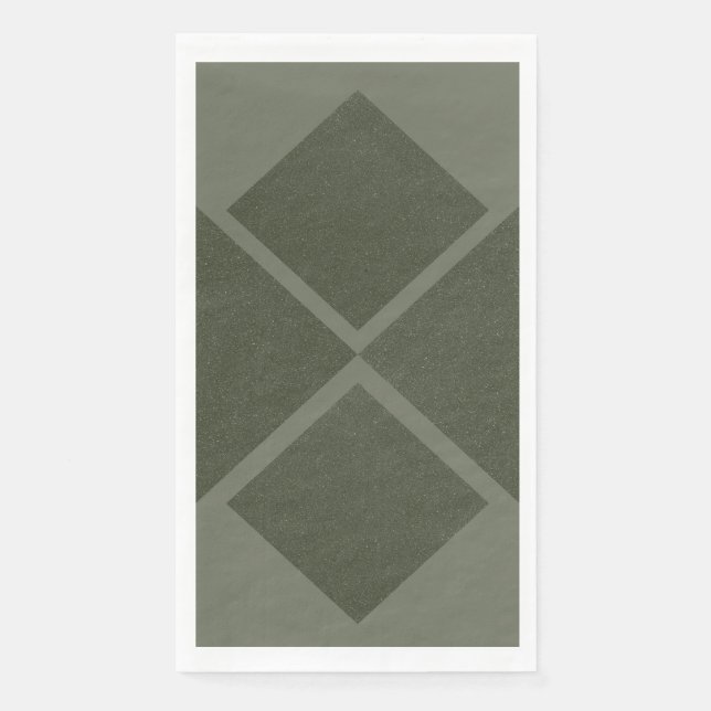 En Papier Serviette Géométrique Vert Mousse – Style Diamant  (Devant)