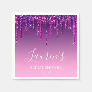 En Papier Serviette - Lavage de mariée scintillant violet et