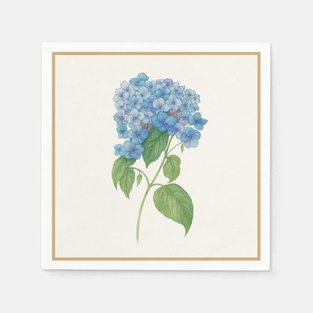 En Papier Serviette Luxe Bleue Hydrangea — Élégante Botaniqu (Devant)