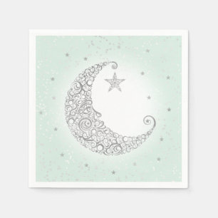 En Papier Serviette Menthe Lune Argentée Twinkle Little Star