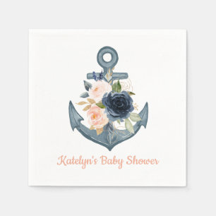 En Papier Serviette nautique avec Ancre florale