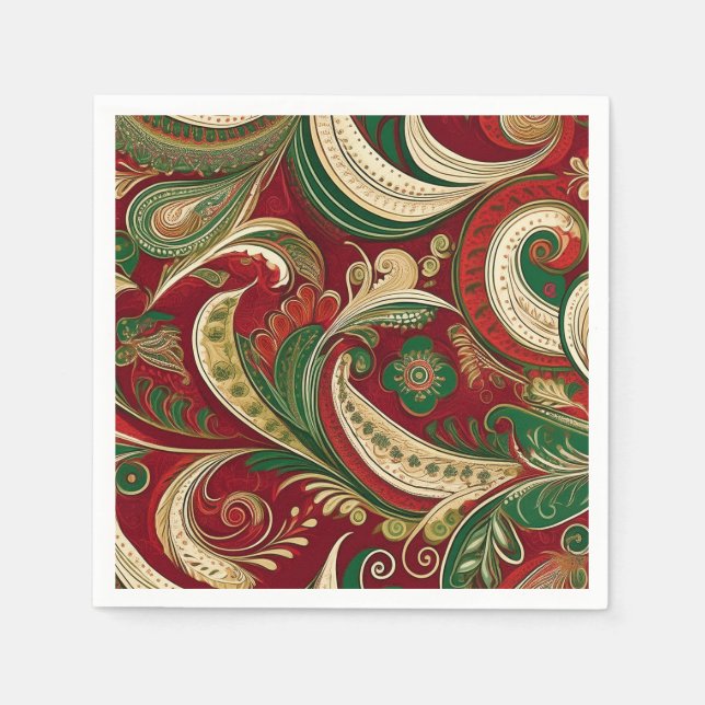 En Papier Serviette Paisley Bourgogne (Devant)