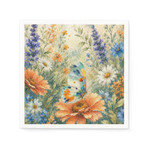 Serviette Papillon parmi les fleurs sauvages