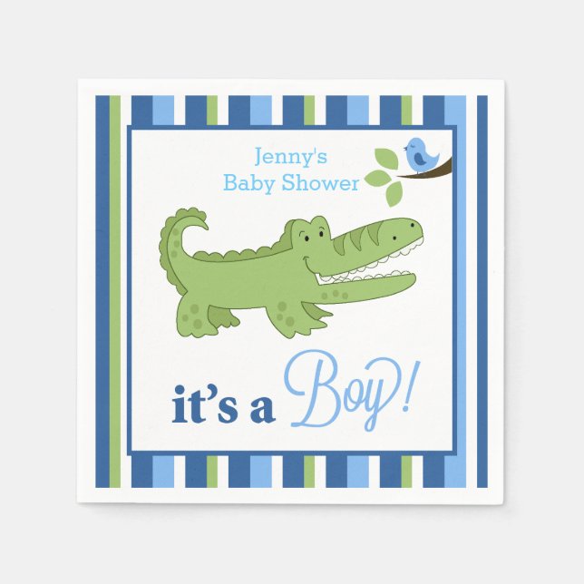 En Papier Serviette personnalisée Alligator C'est un garçon (Devant)