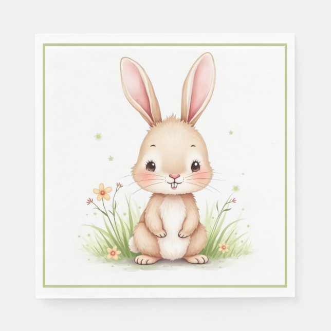 En Papier Serviette personnalisée lapin   (Devant)