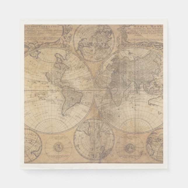 En Papier Serviette pour baby shower Collection Carte du mon (Devant)