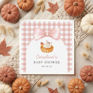 En Papier Serviette pour Baby Shower 'Cutie Pie à Ruban Rose