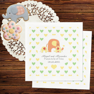 En Papier Serviette pour Baby Shower Thème Éléphant Jumeaux