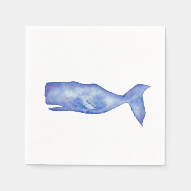 En Papier Serviette pour cocktail baleine aquarelle (Devant)