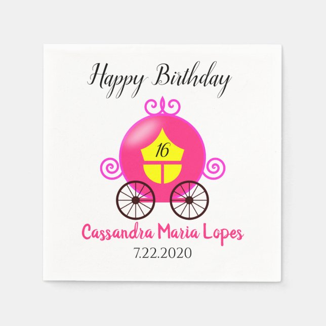 En Papier Serviette pour fête d'anniversaire de Cendrillon C (Devant)