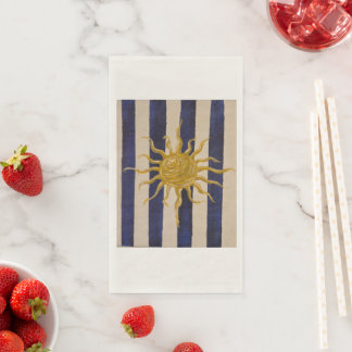 En Papier Serviette pour invités rayée bleu et blanc Sun Des