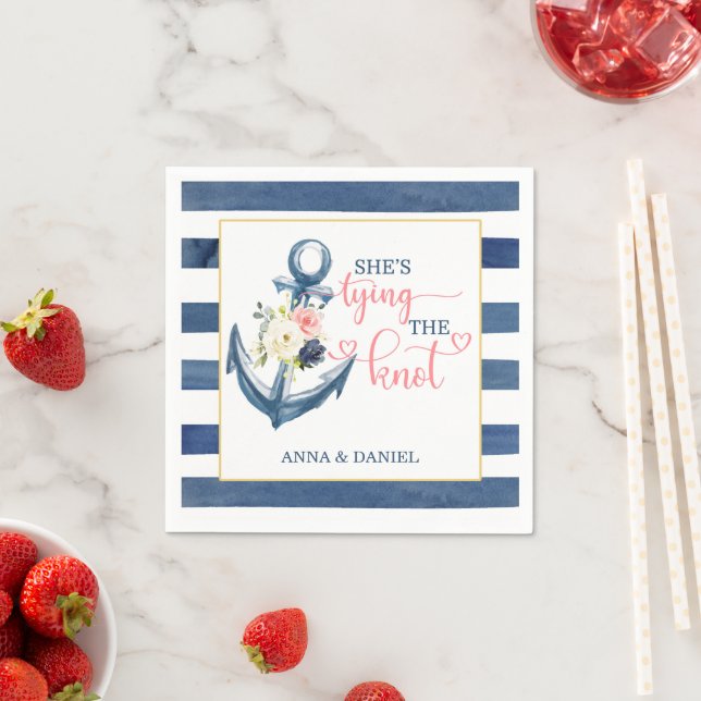 En Papier Serviette pour la fête de mariage thème nautique ' (En situation)