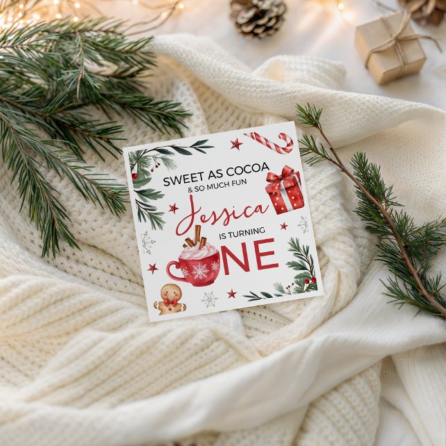 En Papier Serviette pour premier anniversaire Winter Cocoa (Créateur téléchargé)
