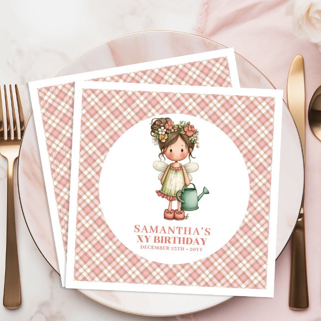 En Papier Serviette pour une fête d'anniversaire adorable de (Lovely Pastel Fairy Cute 2nd Birthday Party Napkins)