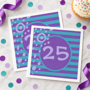 En Papier Serviette rayée violette et turquoise avec âge