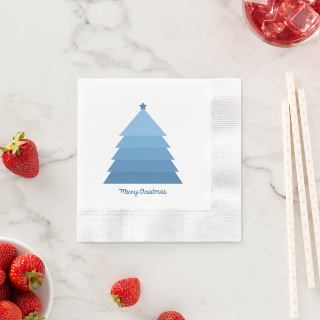 En Papier Serviette Sapin de Noël Bleu (En situation)