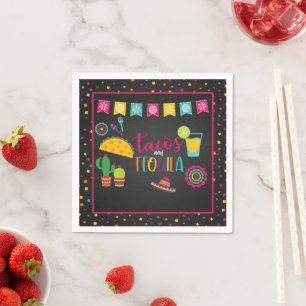 En Papier Serviette Tacos et Tequila - Noir