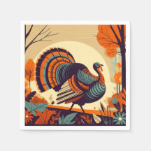Serviette Thanksgiving avec Turquie moderne du mil