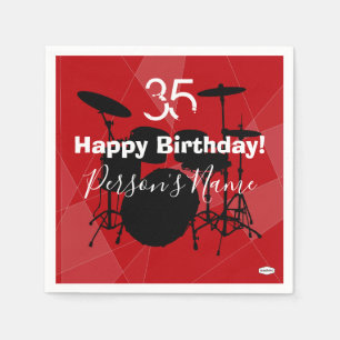 En Papier Serviette thème anniversaire batteur HAMbWG