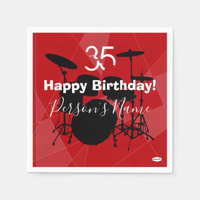 En Papier Serviette thème anniversaire batteur HAMbWG (Devant)