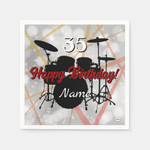 En Papier Serviette thème anniversaire batteur HAMbWG